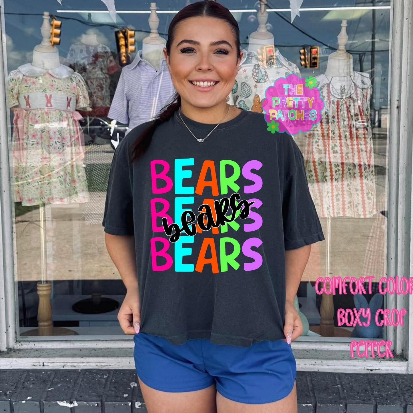 Neon Stacked Mascot  💛🩷🩵💚- (BEARS)- T SHIRT - (COMFORT COLOR)-072026MG
