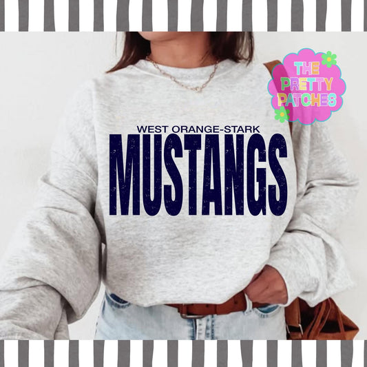 OVERSIZED DISTRESSED (wos mustangs)- SWEATSHIRT - (GILDAN/JERSEY) 072326BR