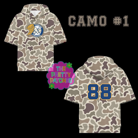 Camo Hooded Tees- TORNADO ATHLETICS (ADDING ON #88 ON BACK)- YOUTH - PREORDER- HAPPY DAYS- 072826BR