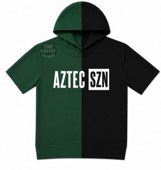 (ANDREWS) AZTEC SZN (WHITE FONT) SPLIT HOODIE GREEN & BLACK -ADULT - PREORDER (HAPPY DAYS) 073126KRV