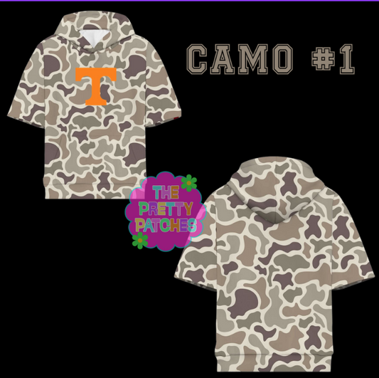 Camo Hooded Tees- "T" ORANGE LOGO"- YOUTH - PREORDER- HAPPY DAYS- 072926KRV