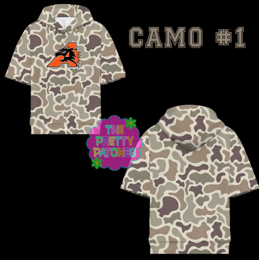 Camo Hooded Tees-(ALEDO BEARCATS)- ADULT - PREORDER- HAPPY DAYS- 073126BR