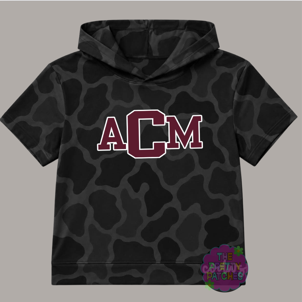 Camo Hooded Tees (ACM WITH WHITE TRIM) (VINTAGE BLACKOUT) -ADULT - PREORDER (HAPPY DAYS) 080126KRV