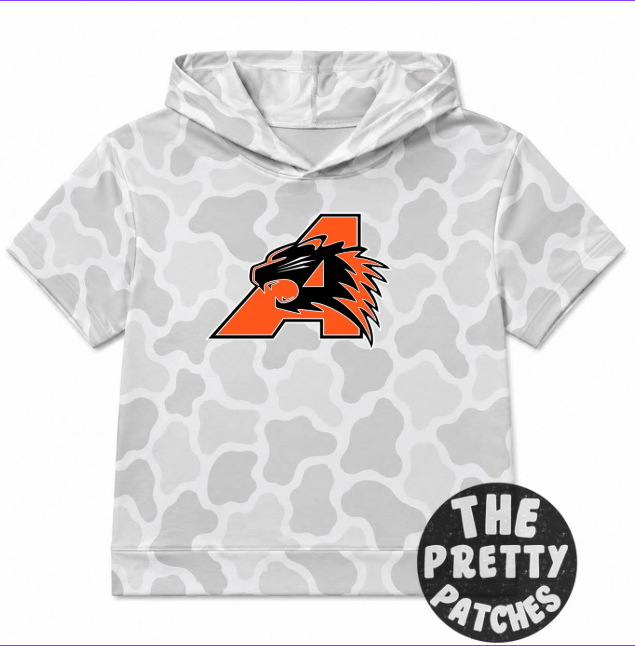 Camo Hooded Tees (ALEDO BEARCATS) (GREY/WHITE GHOST CAMO) -ADULT - PREORDER (HAPPY DAYS) 073126BR