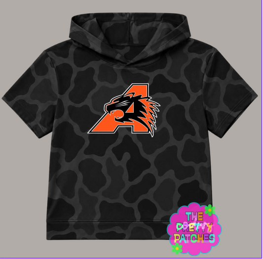 Camo Hooded Tees (ALEDO BEARCATS) (VINTAGE BLACKOUT) -ADULT - PREORDER (HAPPY DAYS) 073126BR
