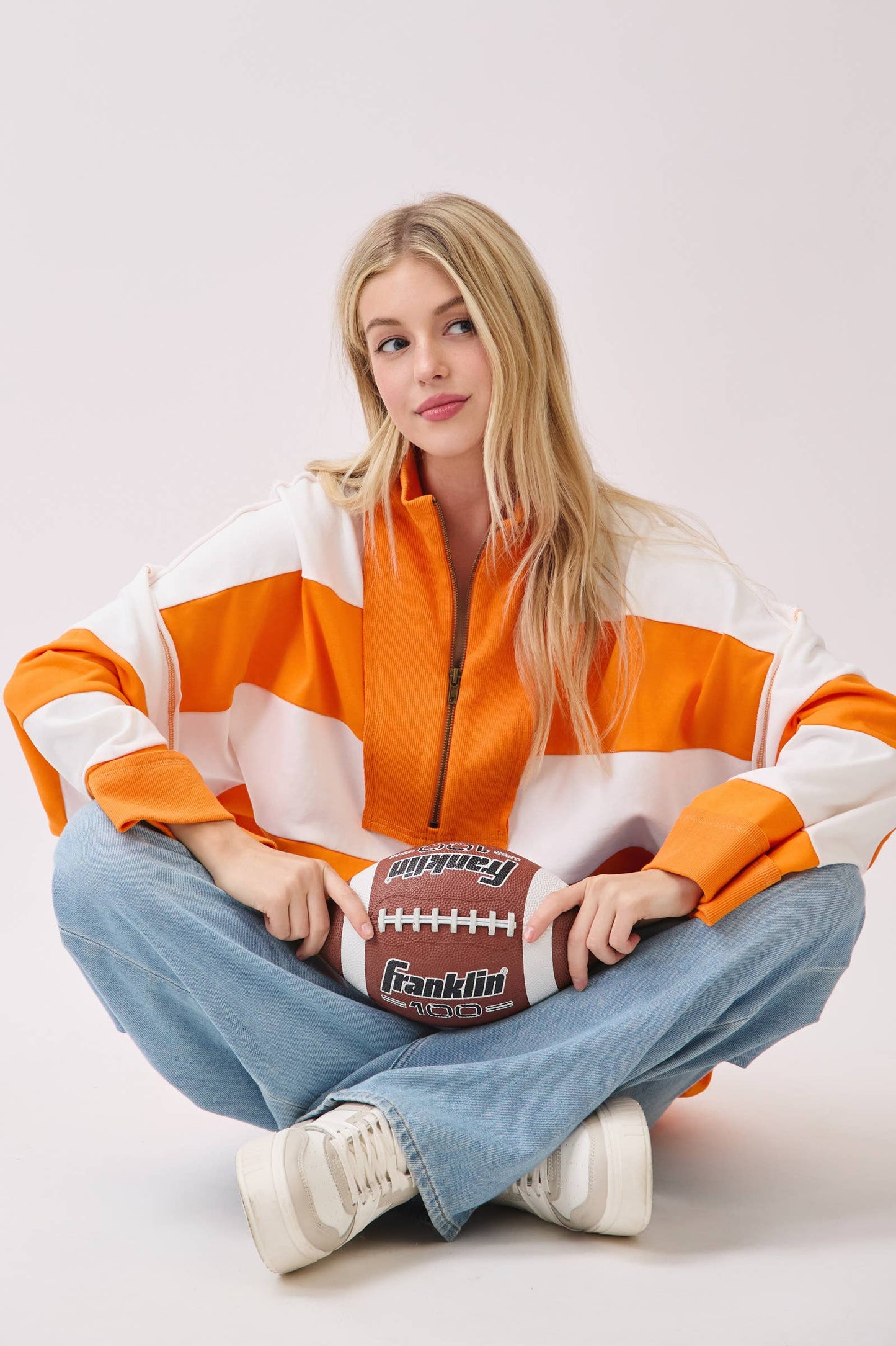 Game day Varsity Stripe Zip Pullover-GDVSP