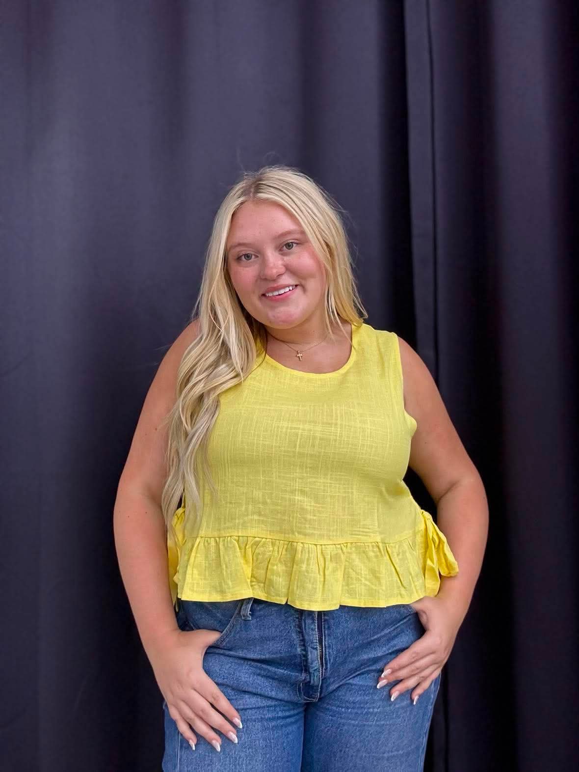 Side Tie Detailed Ruffle Top 050726kc