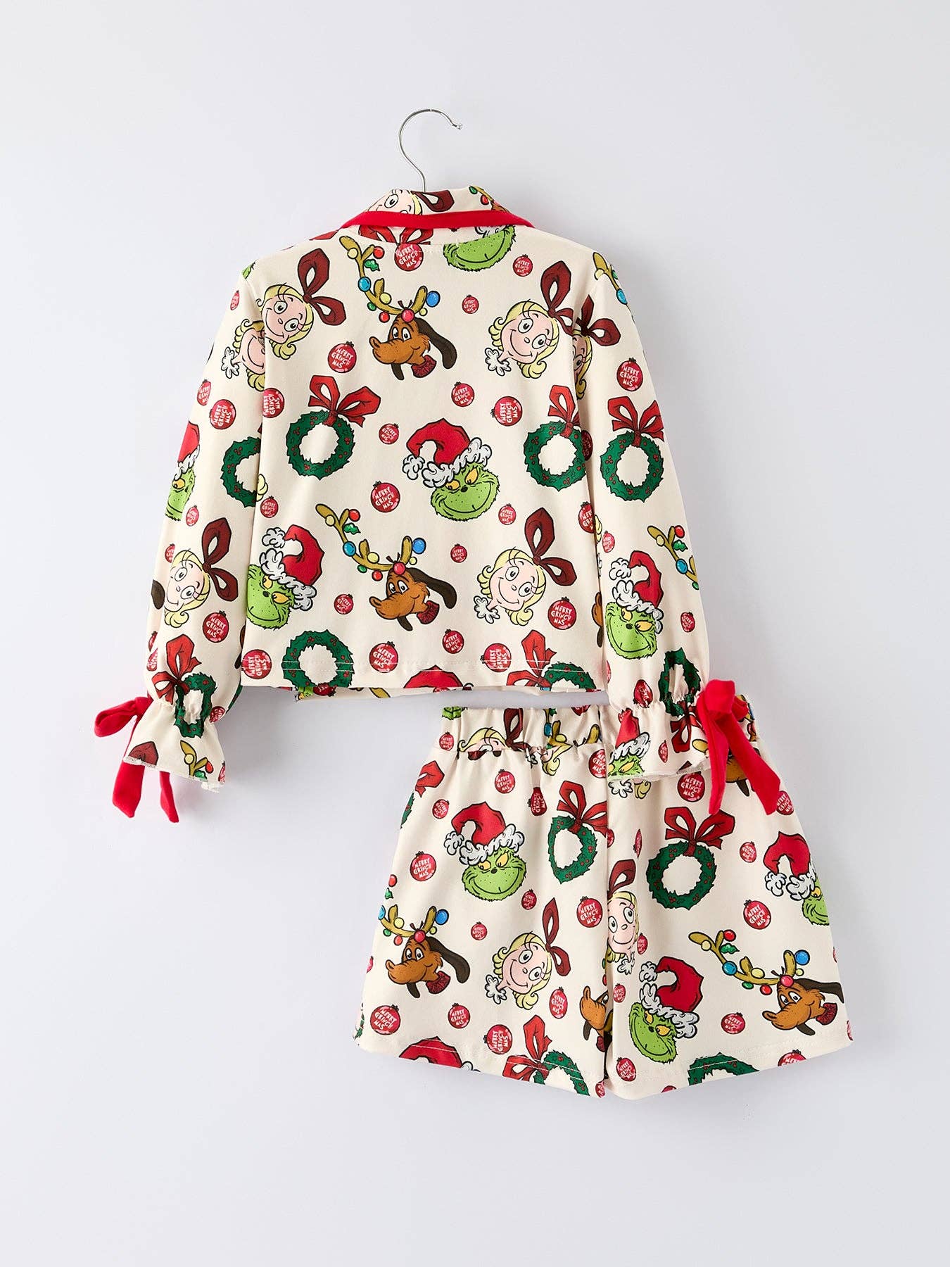 Rylee Faith Designs - Christmas Wreath Character Print Girls Pajama Set- 10.23et