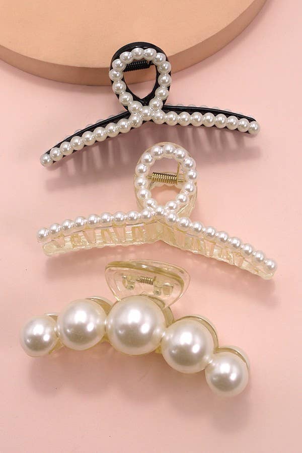 CLASSIC PEARL HAIR CLAW CLIPS | 40H738