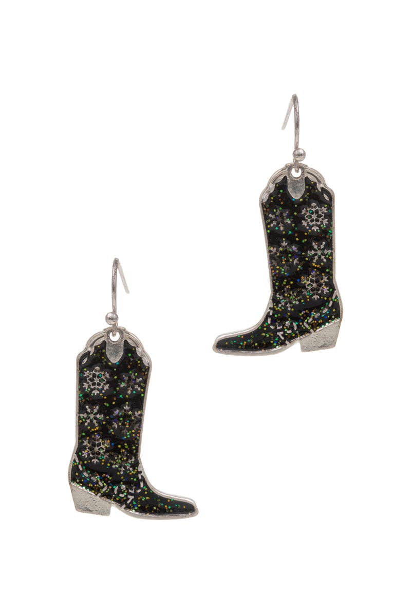 Snow Flake Boots Enamel Hook Earrings