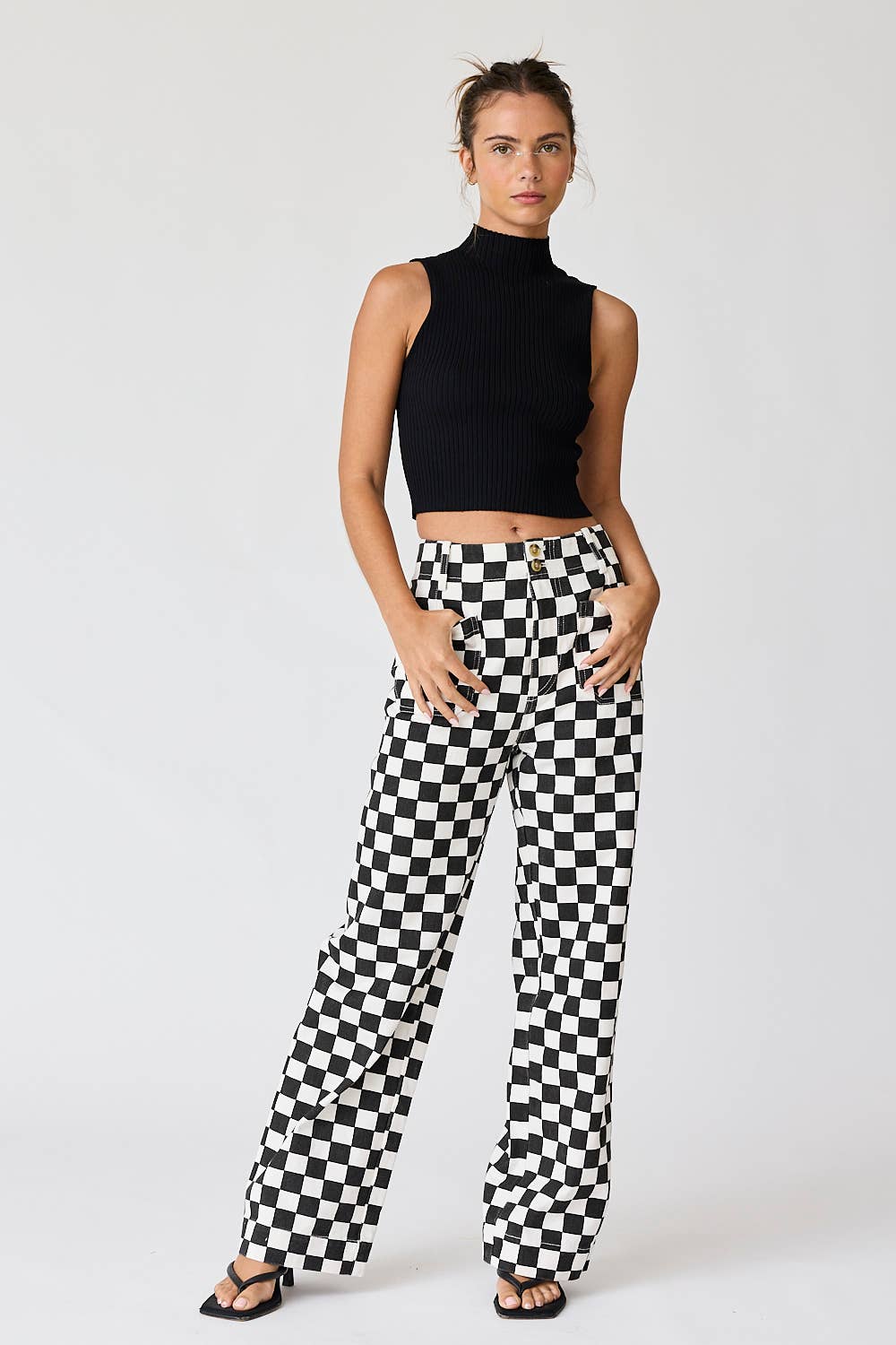 Demi Checkered Bottoms w Elastic Band-10425br