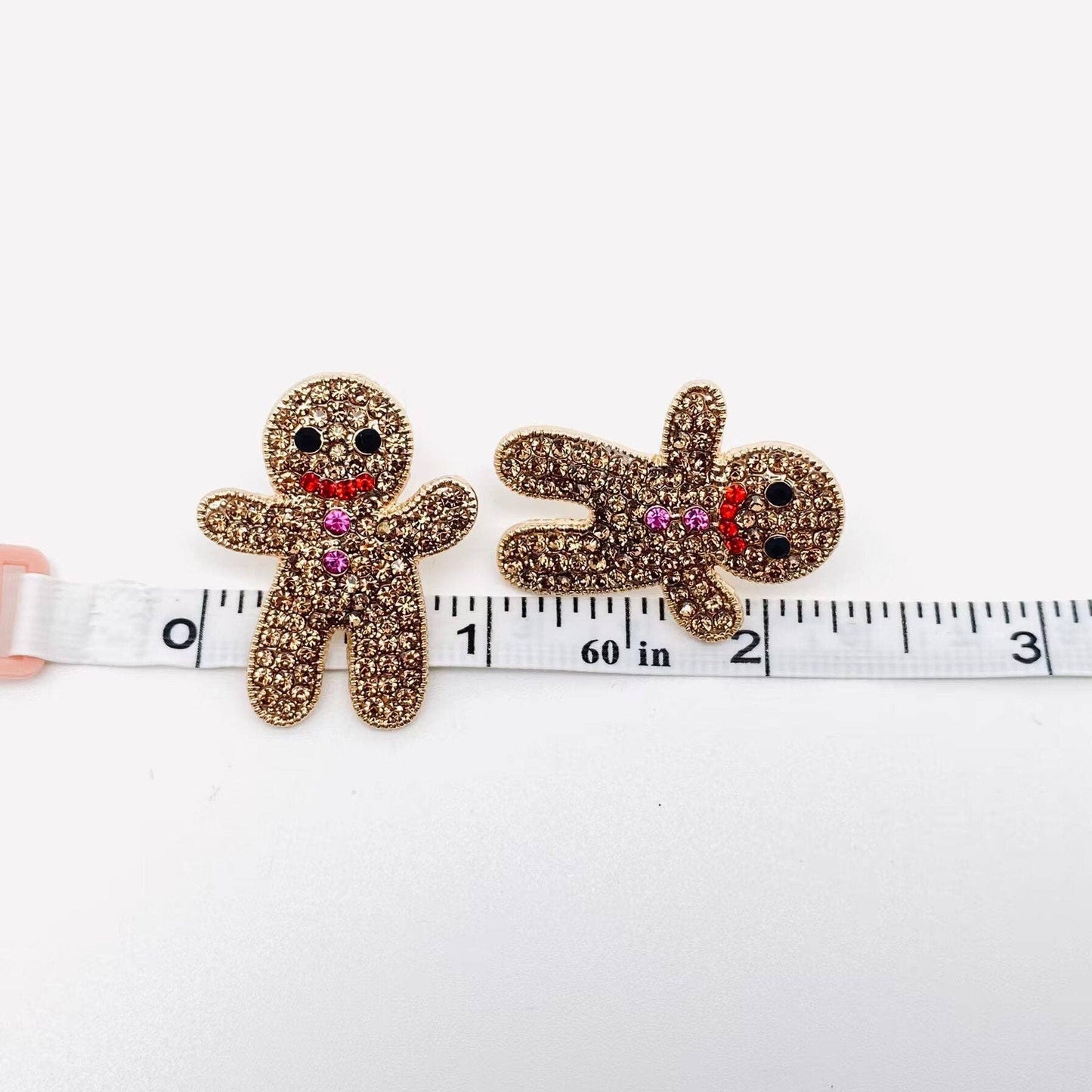 Rhinestone Gingerbread Man Post Earrings MIO56085