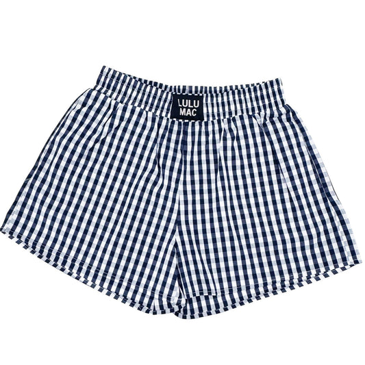 Girlie Girl Originals - BXGH-NAVY GINGHAM LULU MAC BOXER SHORT-101825jb
