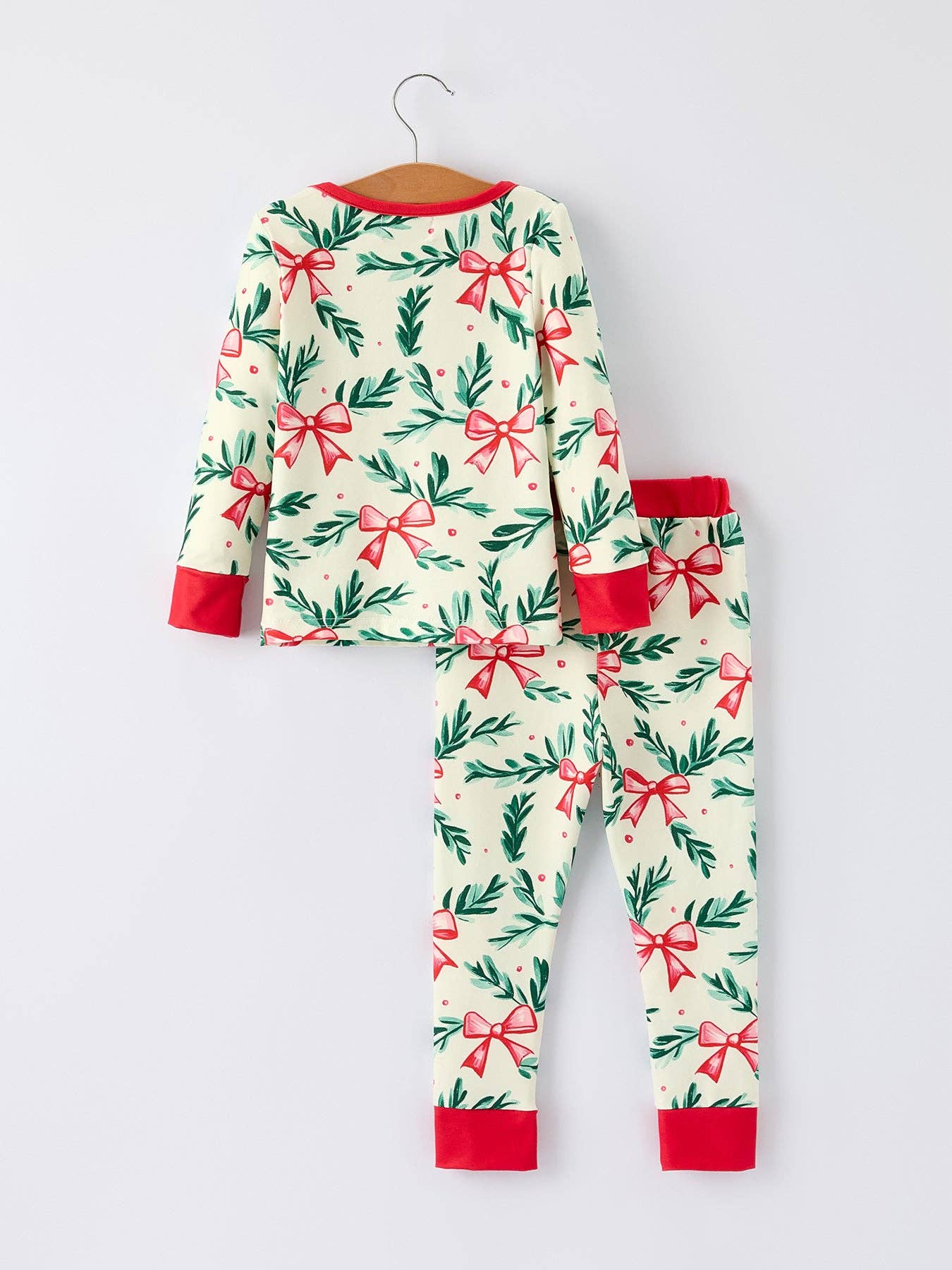 Rylee Faith Designs - Mommy & Me Christmas Bow and Holly Print Pajama Set-112525br