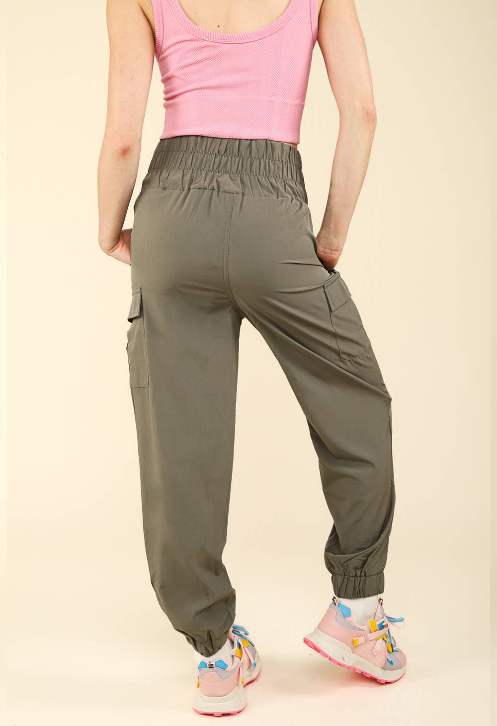 High Waisted Cargo Active Joggers w/ Pockets 1460-NPSJ