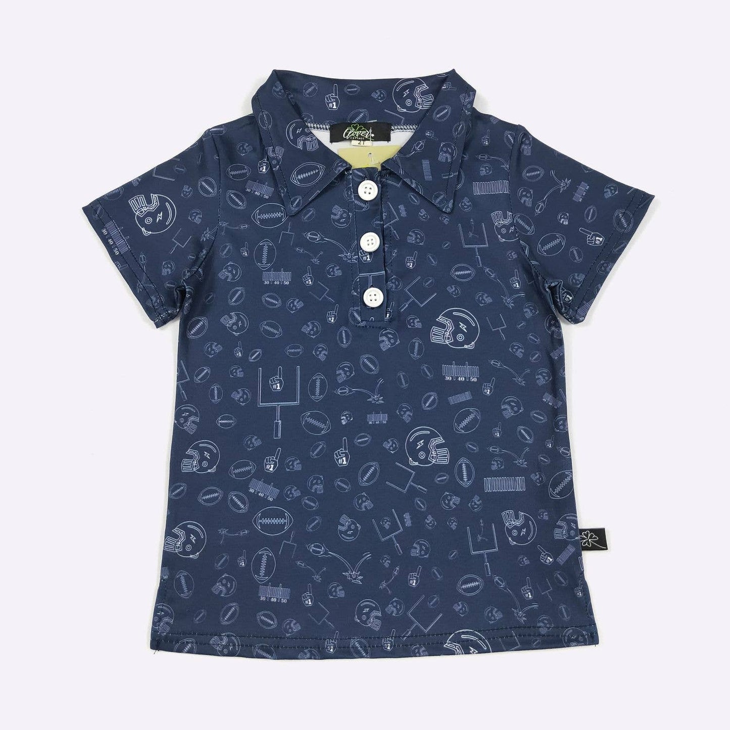 Football Field Goal Boy Collar Shirt-Navy-FFGBSN