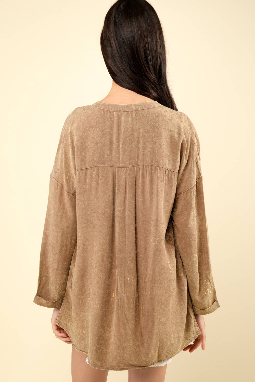 Oversized Washed Soft Shirts Blouse Top JVNT-179L