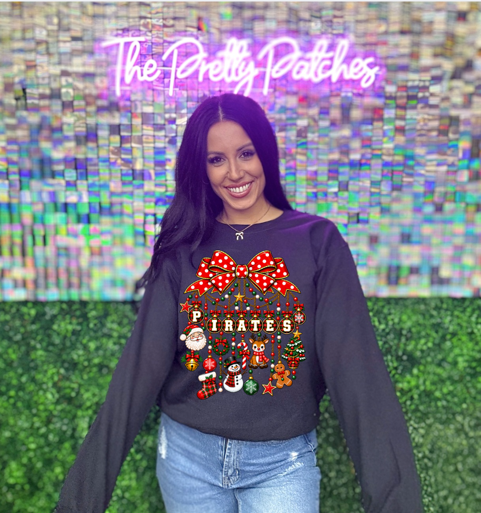 CHRISTMAS BOW CHARM - MACOTS (PIRATES) 1007263-------- SWEATSHIRT----------(GILDAN)101026KRV