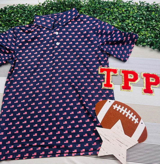 American Flag Kids Polo Shirt - 012326BM