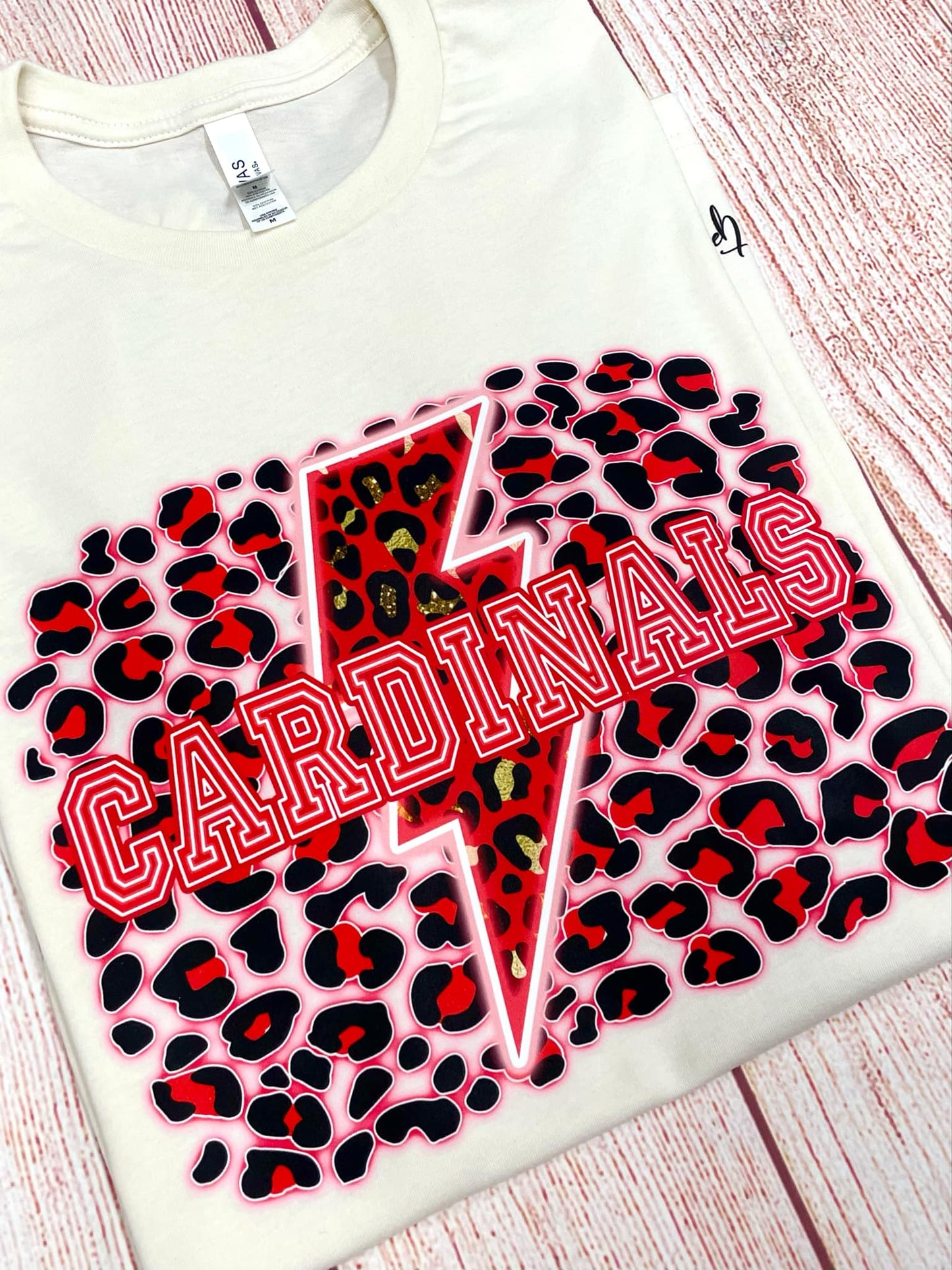 Cardinals Cheetah print and lightning bolt tee