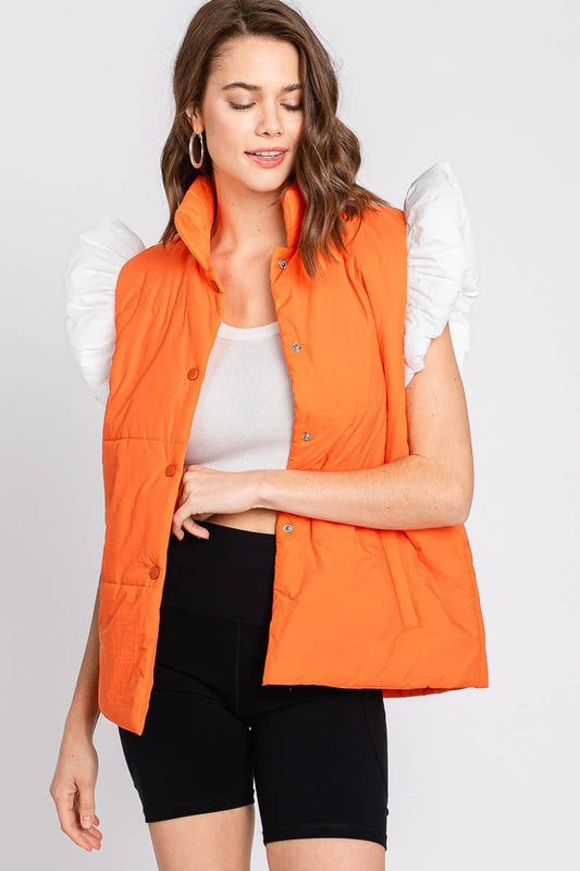 PUFF SNAP BUTTON COLORBLOCK HIGH NECK VEST- PSBCHN