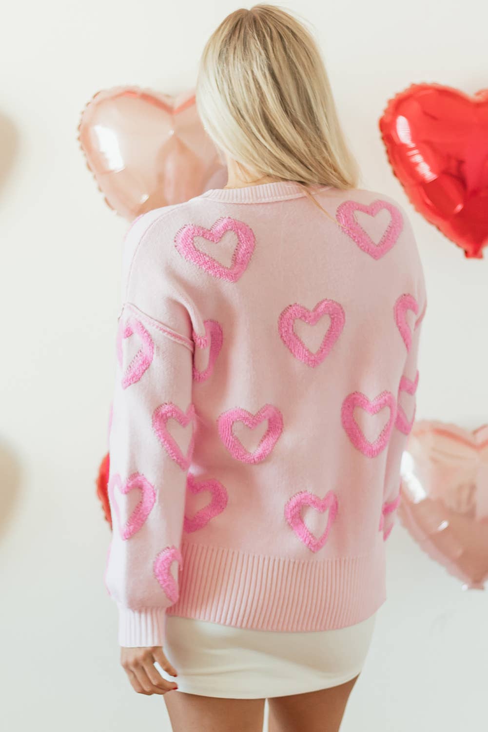 Heart Shape Bubble Sleeve Baggy Sweater P1022-2