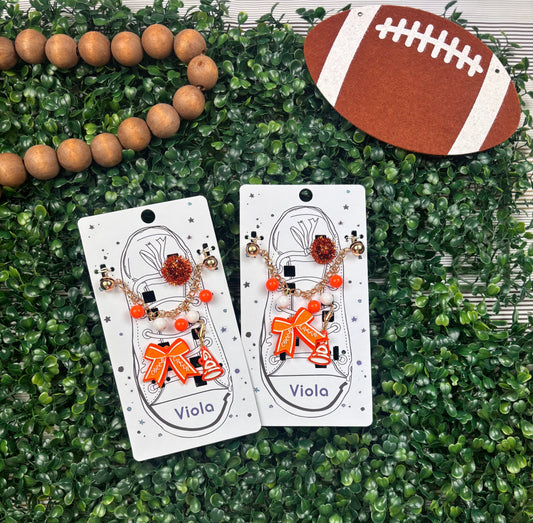 Orange/White Cheer Shoe Charms-OCSC1