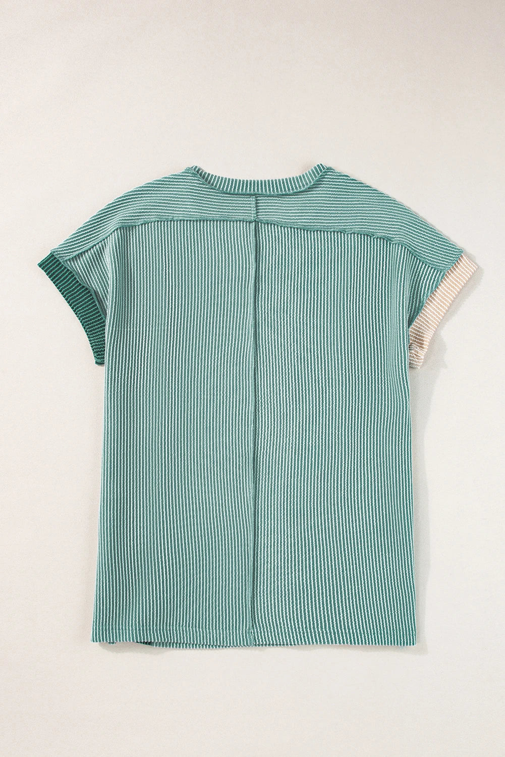 Mint Green Textured Colorblock Crew Neck T Shirt