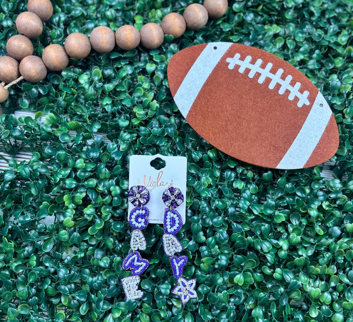 Purple and White Game Day Earrings- 110425br