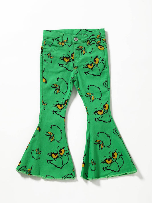 Green grinch flare pants P0230-M