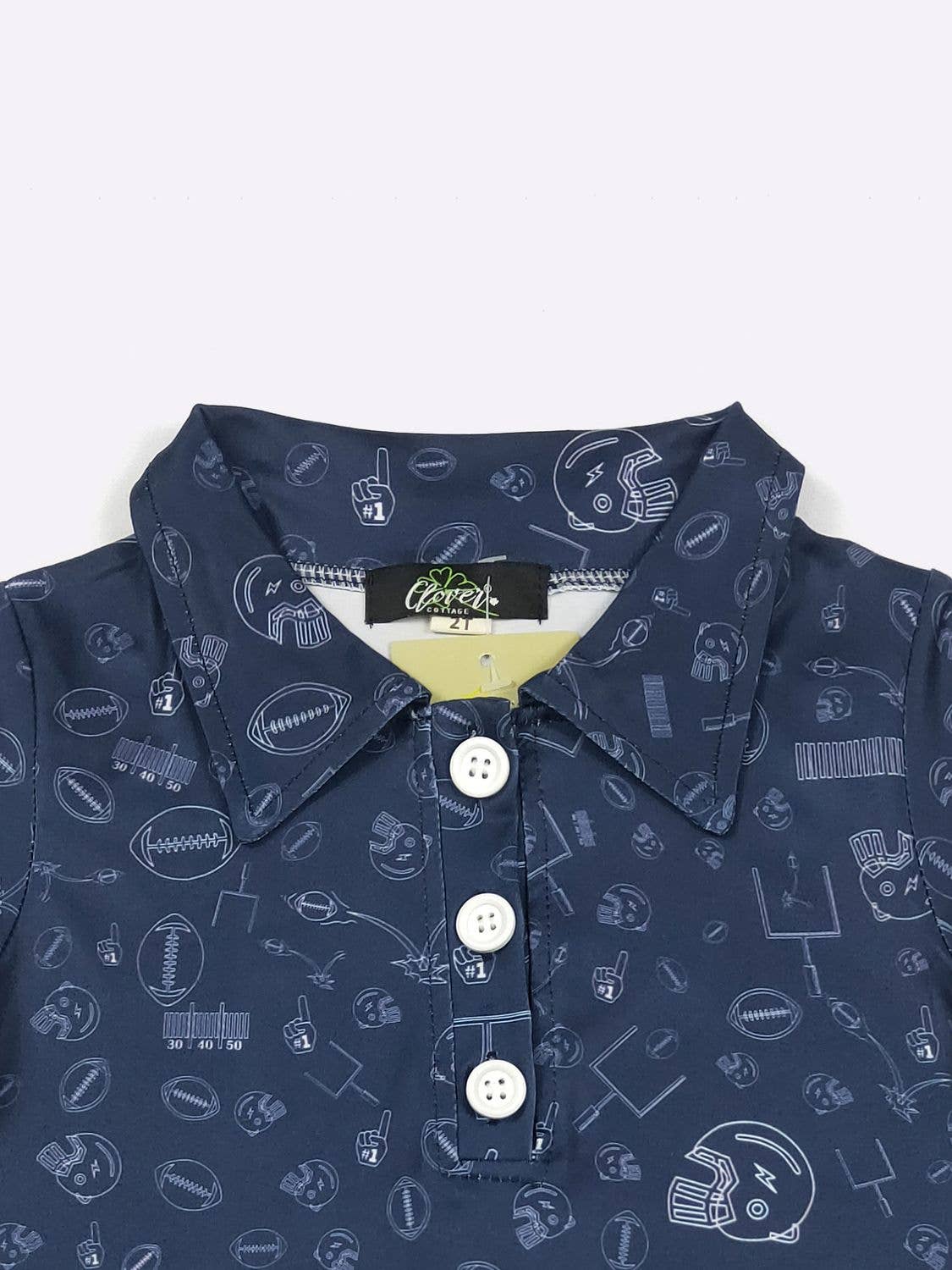 Football Field Goal Boy Collar Shirt-Navy-FFGBSN