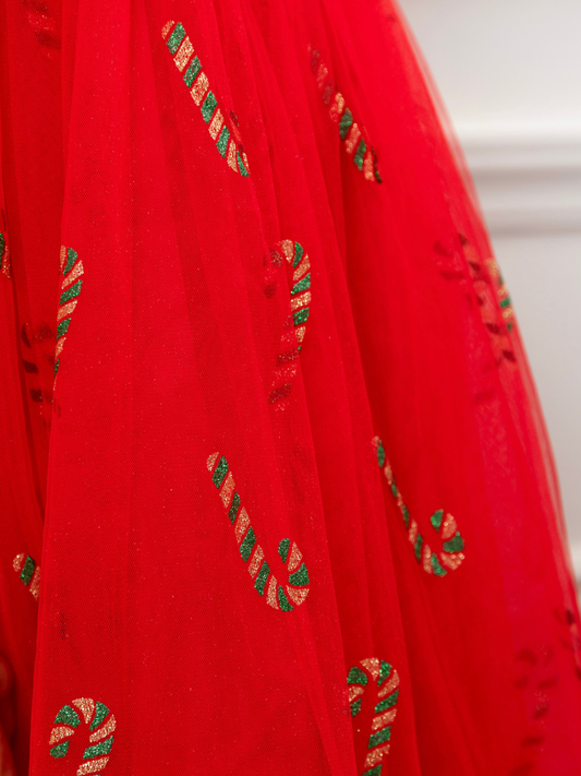 Mia Belle Girls •Candy Cane Sparkle Tulle Christmas Dress-112425br