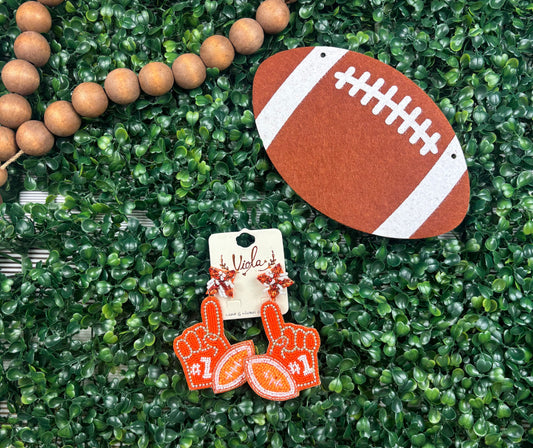 Orange Game Day Football Earrings- 110325br