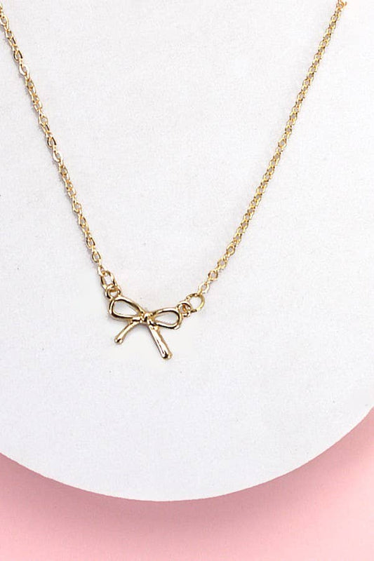 JOSSLYN by Wall to Wall - MINI GOLD BOW CHARM NECKLACE | 80N346