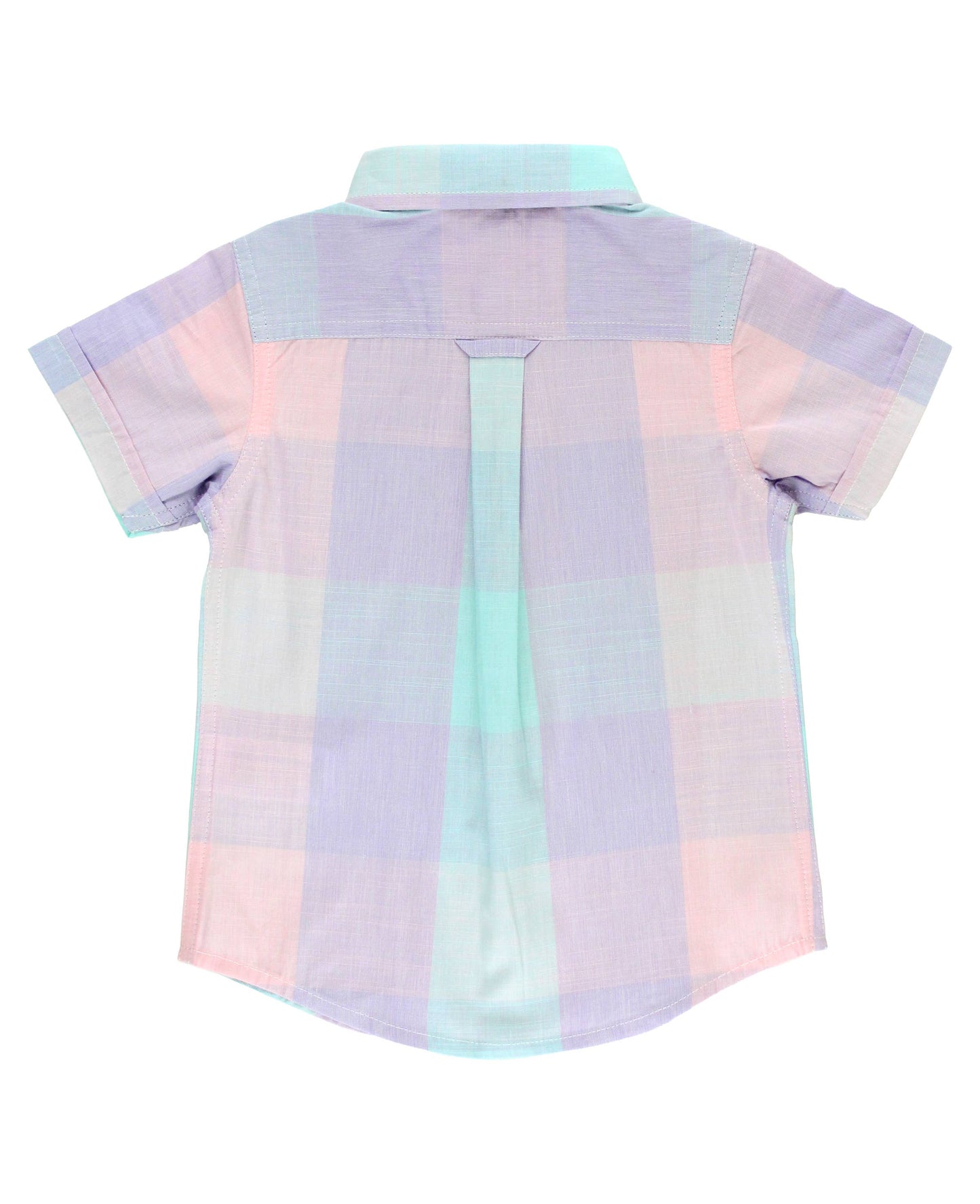 Boys Cotton Candy Plaid Short Sleeve Button Down Shirt 12778