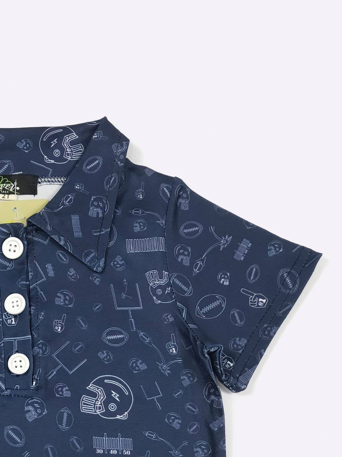 Football Field Goal Boy Collar Shirt-Navy-FFGBSN