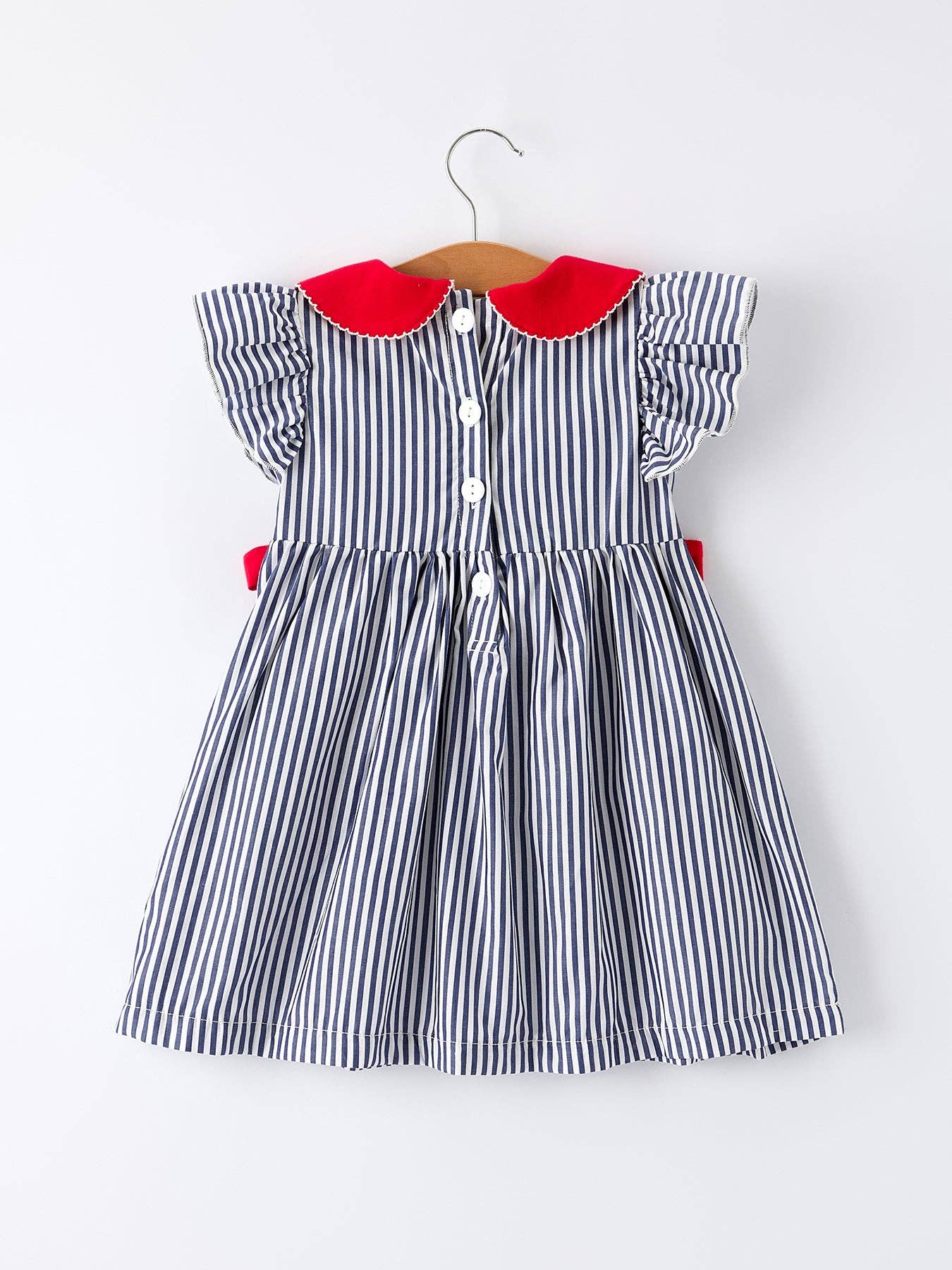 Girls Baseball Striped Ruffle Sleeve Dress 011226AJ