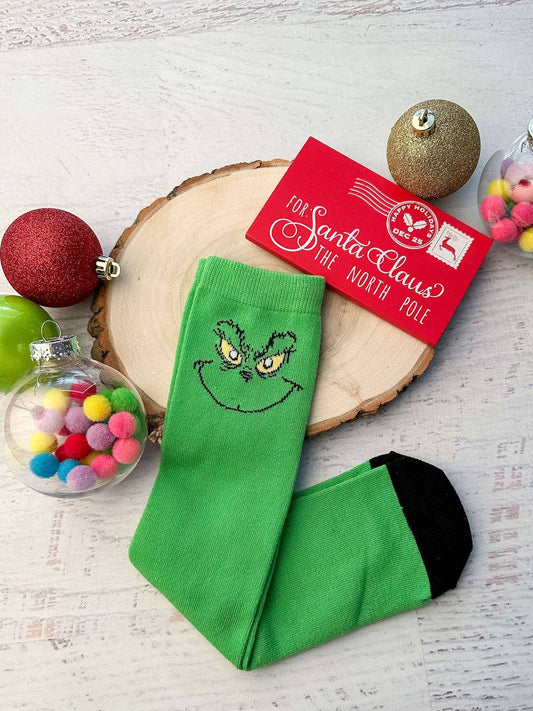 Lime Green Grinch Tube Socks   49012