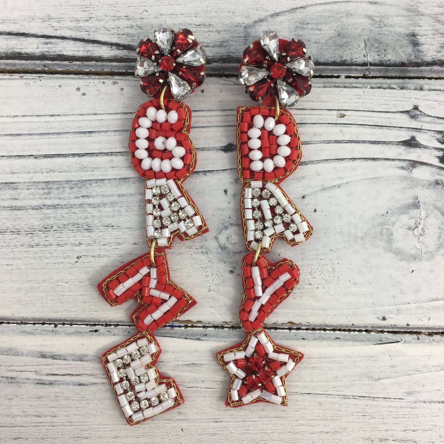 Red and white gameday earrings