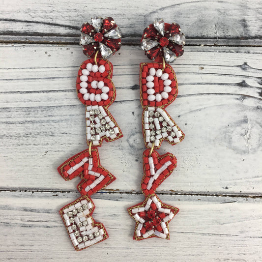 Red and white gameday earrings