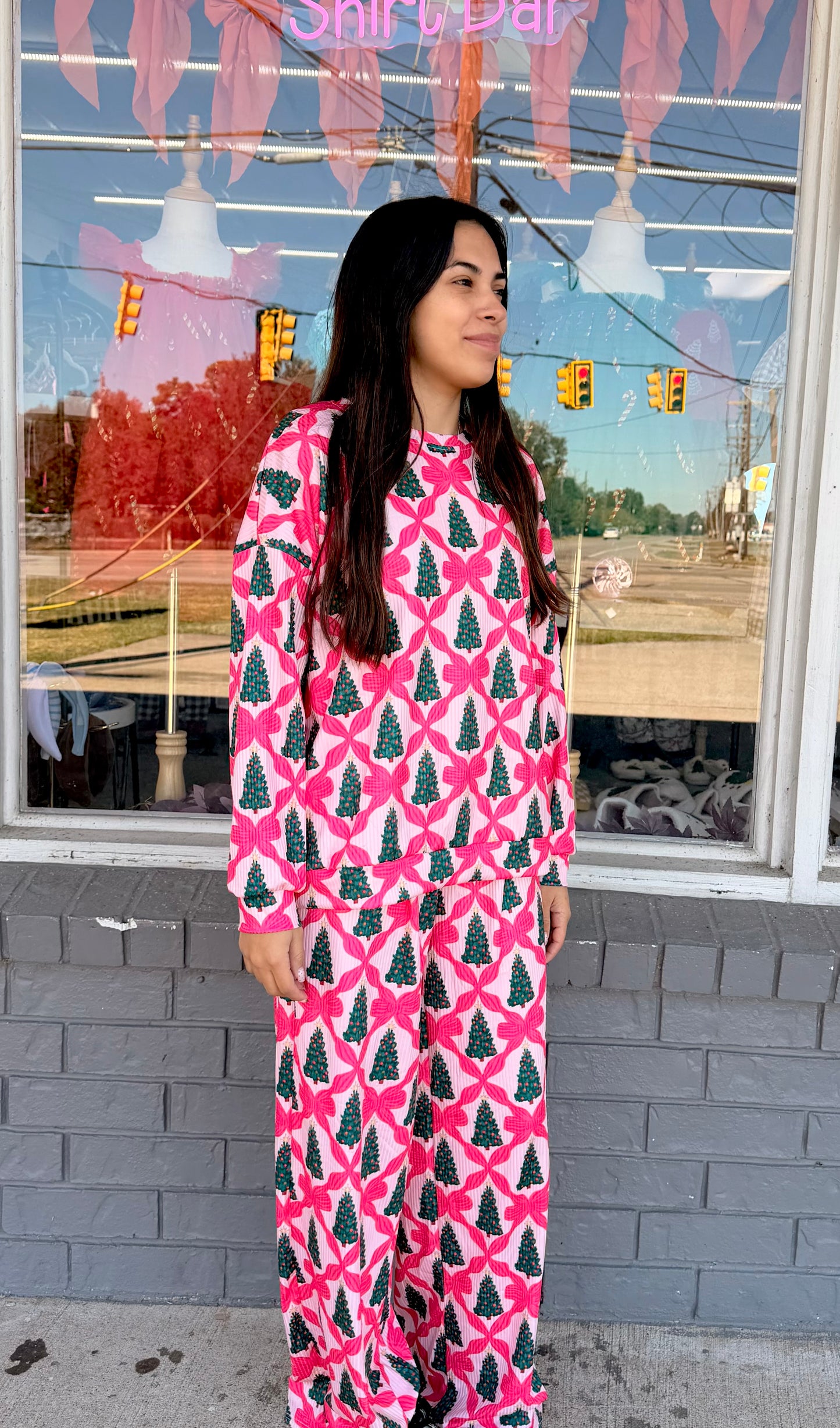 Girls 2 Piece Christmas Tree Set - Full Length Top - (IN STORE) 121125britt