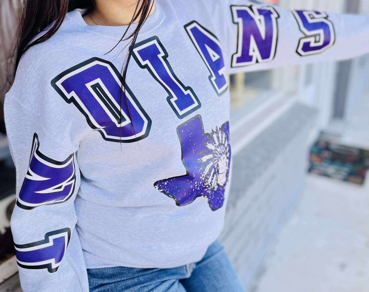 Oversized Mascot Sweatshirts with Logo - INDIANS - SWEATSHIRT - (Jerzee/Gildan)