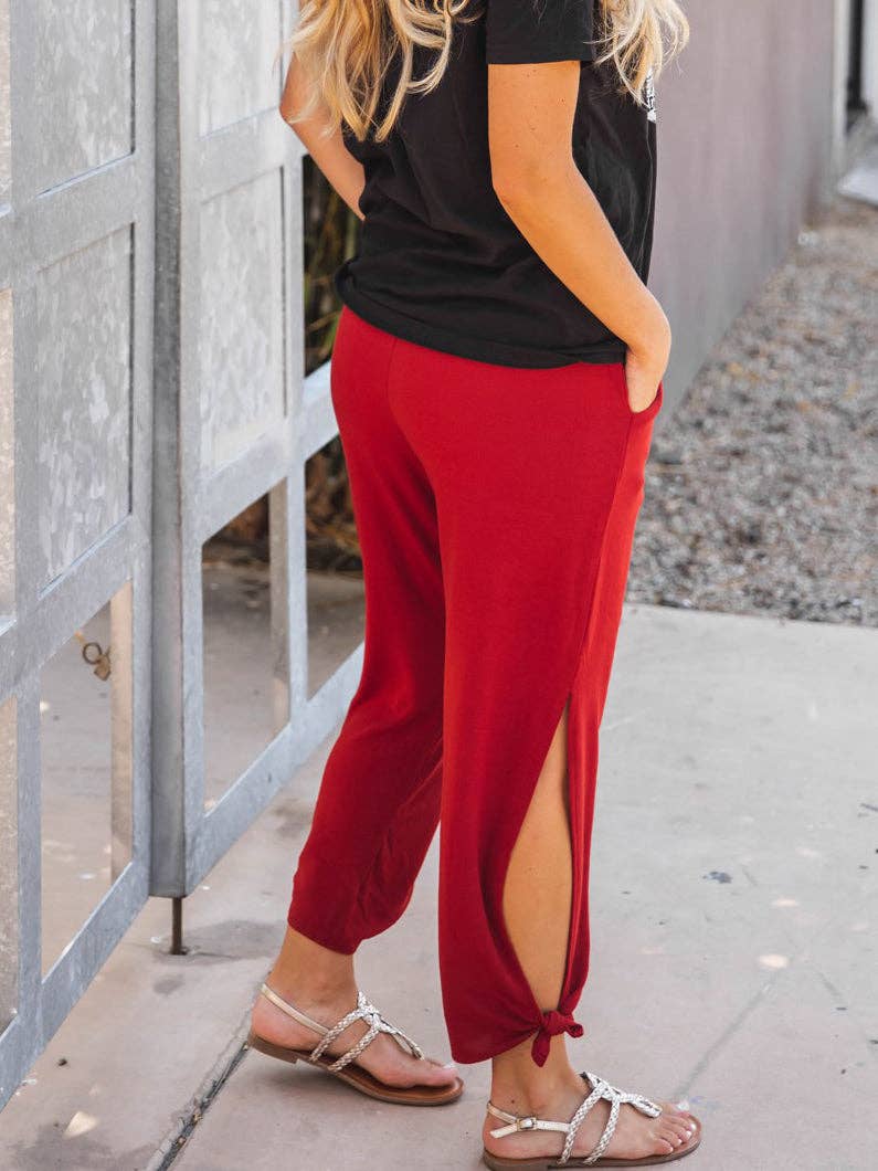 Solid Ankle Tie Brie Pants(SAT-BPF)