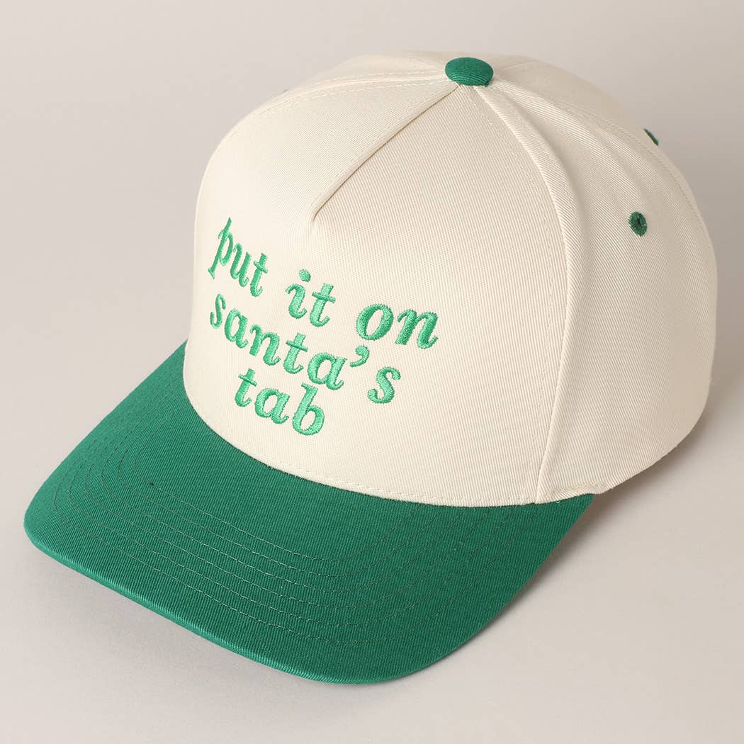 Put It On Santa's Tab Text Embroidery Baseball Cap TCM002RED