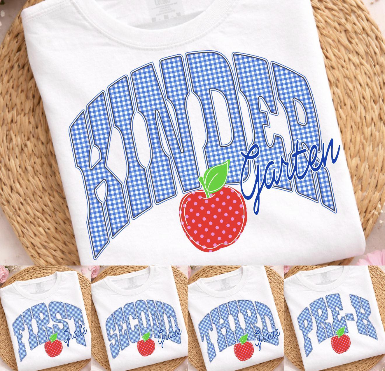 Blue Gingham Grade 💙🍎-T SHIRT- (Comfort Color/Bella)-061226br