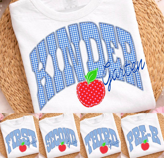Blue Gingham Grade 💙🍎-T SHIRT- (Comfort Color/Bella)-052626jb