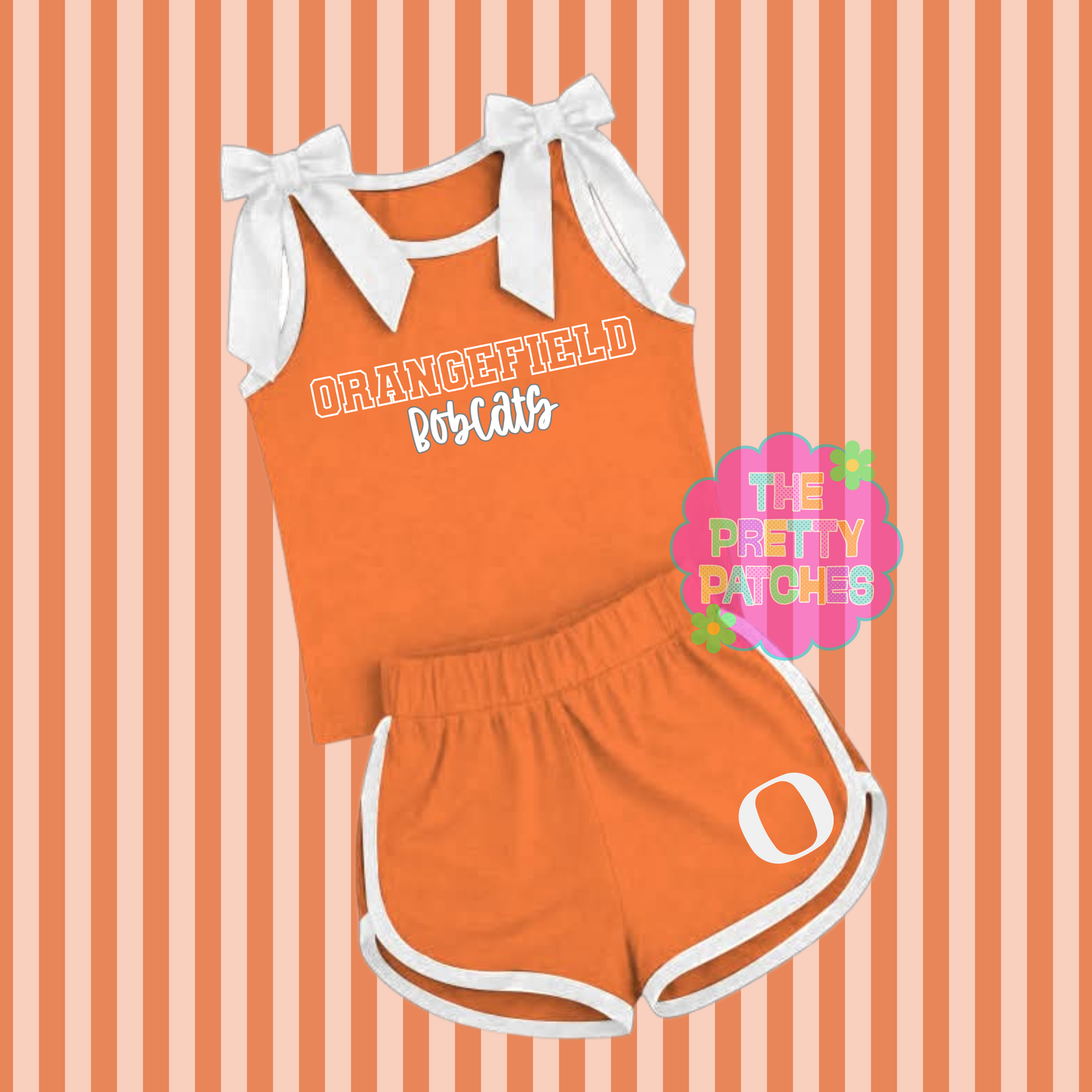 ORANGEFIELD BOBCATS BOW STRAP TANK SET (ORANGE base with WHITE trim) (PREORDER) (TRUSTED) 070226KB