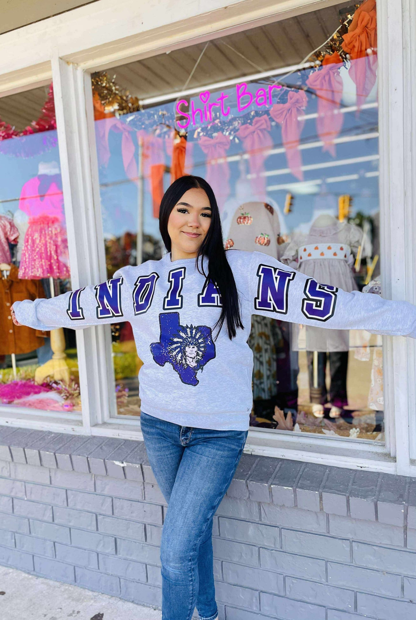 Oversized Mascot Sweatshirts with Logo - INDIANS - SWEATSHIRT - (Jerzee/Gildan)