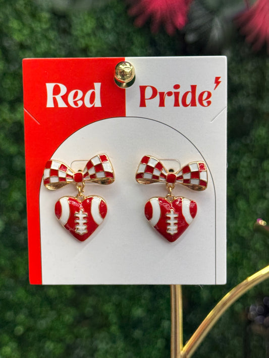 Bow & Football Gameday Stud 1.25" Earrings — IN STORE — BFGDS