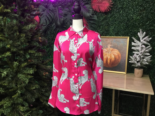 Silk Leopard button down (SLBD3)